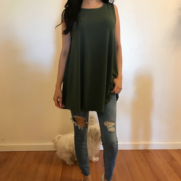 Olive Sleeveless Tunic - Picture 4 of 7
